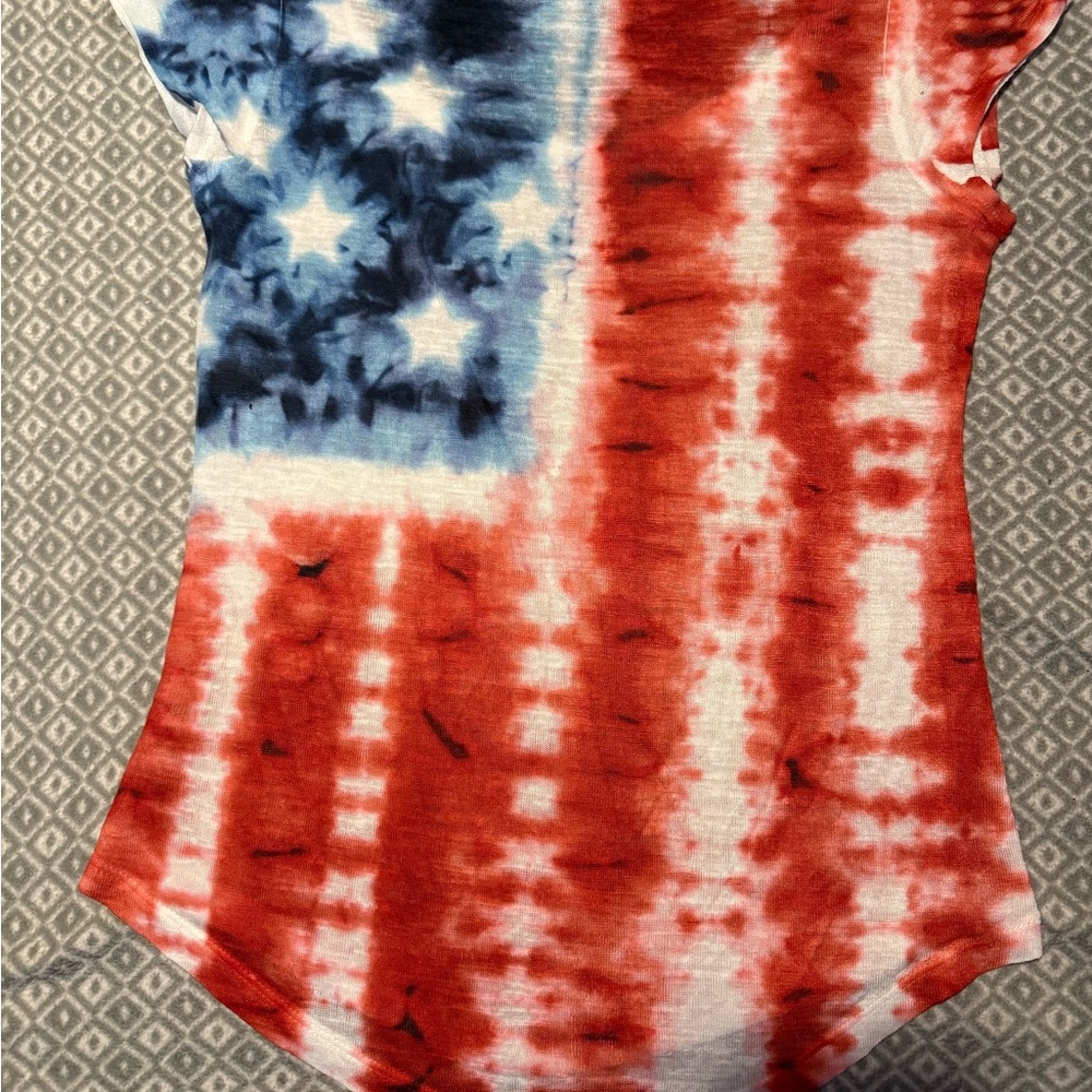 Women's Red and Blue Tie-Dye Top